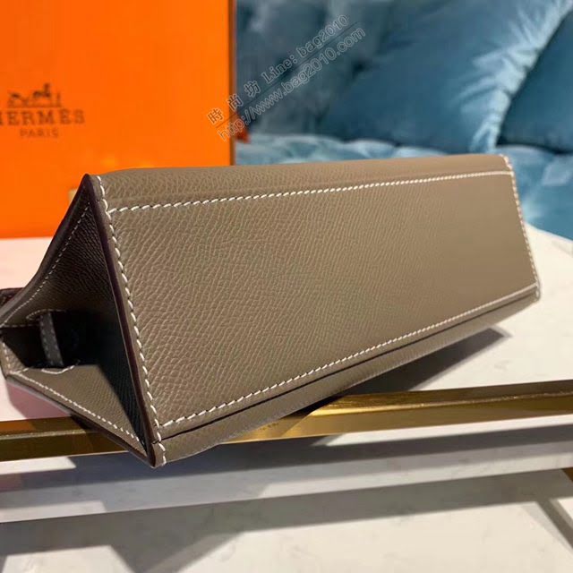 Hermes女包 愛馬仕Kelly pochette一代手包 原廠epsom皮 大象灰/金扣 手工蠟線 Hermes手提女包  am1730